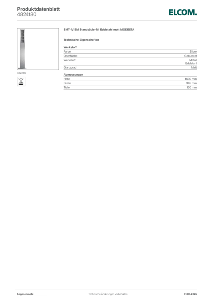 Elcom Produktdatenblatt 4824180