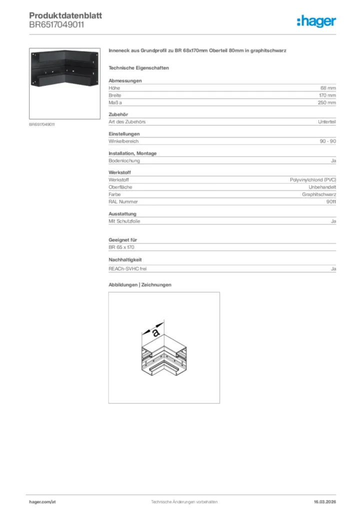 Bild Hager Produktdatenblatt BR6517049011 | Hager Deutschland