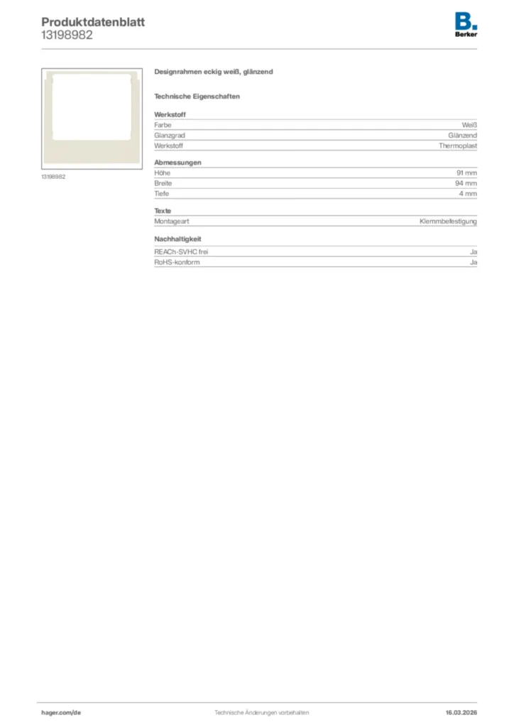 Bild Berker Produktdatenblatt 13198982 | Hager Deutschland