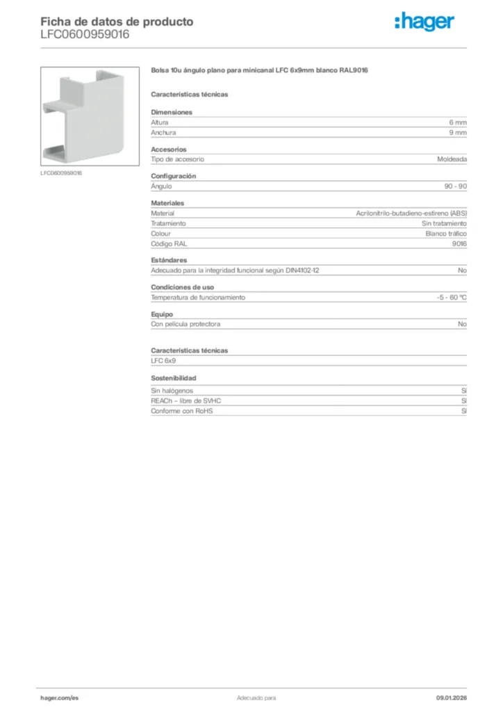 Imagen Hager Ficha de datos de producto LFC0600959016 | Hager España