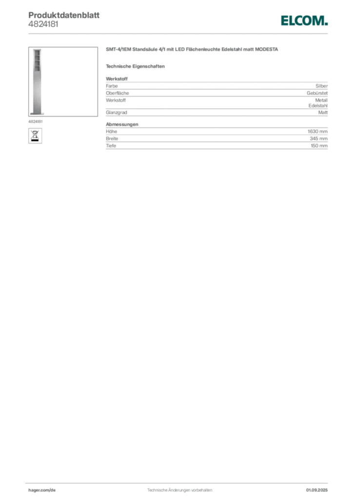 Elcom Produktdatenblatt 4824181