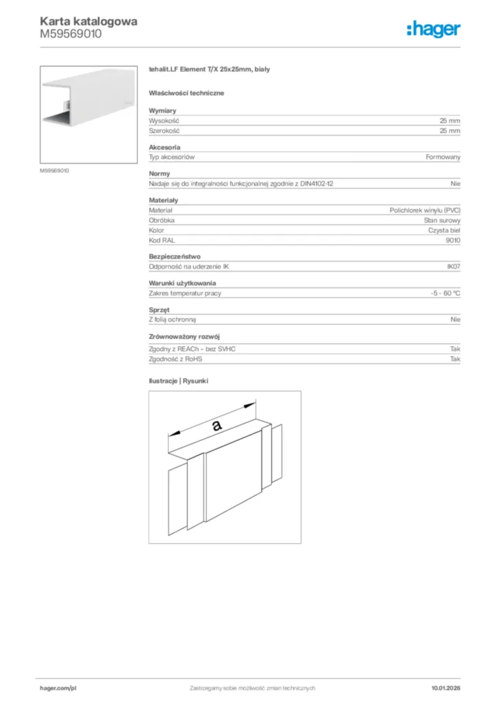 Zdjęcie Hager Karta katalogowa M59569010 | Hager Polska