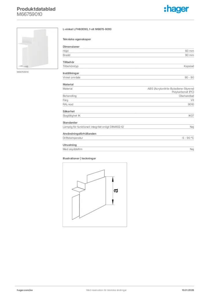 Bild Hager Produktdatablad M66759010 | Hager Sverige