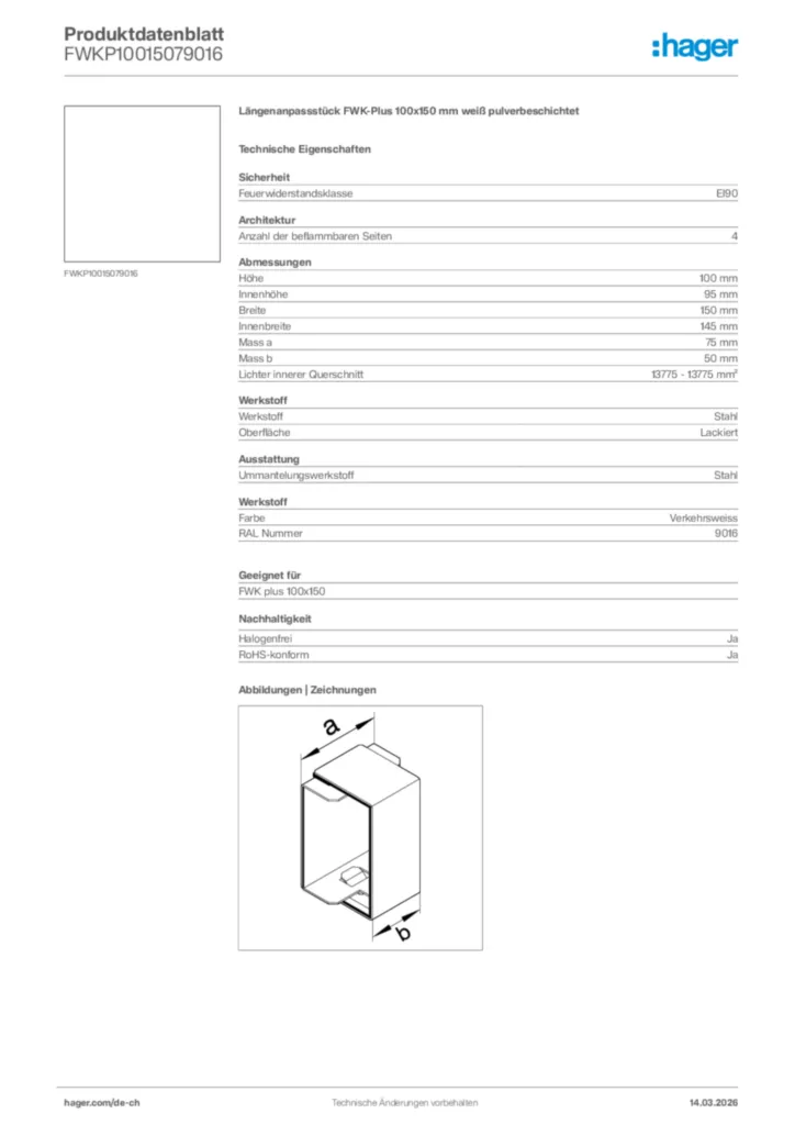 Bild Hager Produktdatenblatt FWKP10015079016 | Hager Schweiz