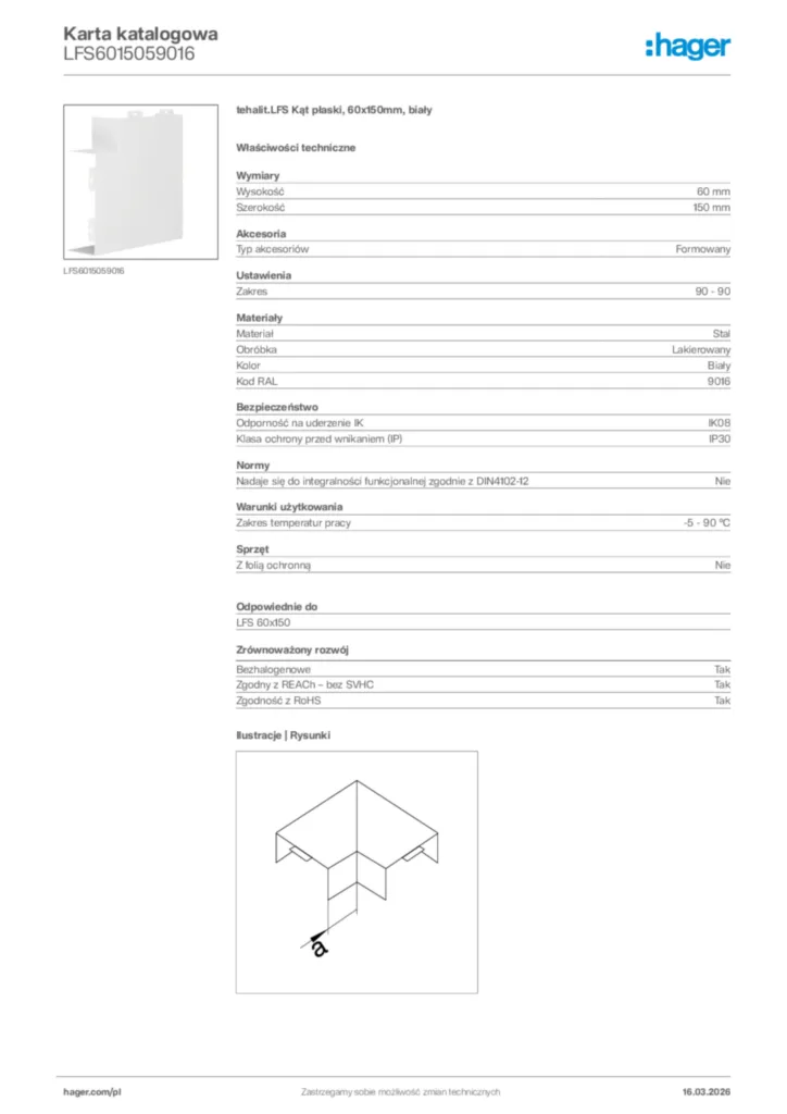 Zdjęcie Hager Karta katalogowa LFS6015059016 | Hager Polska