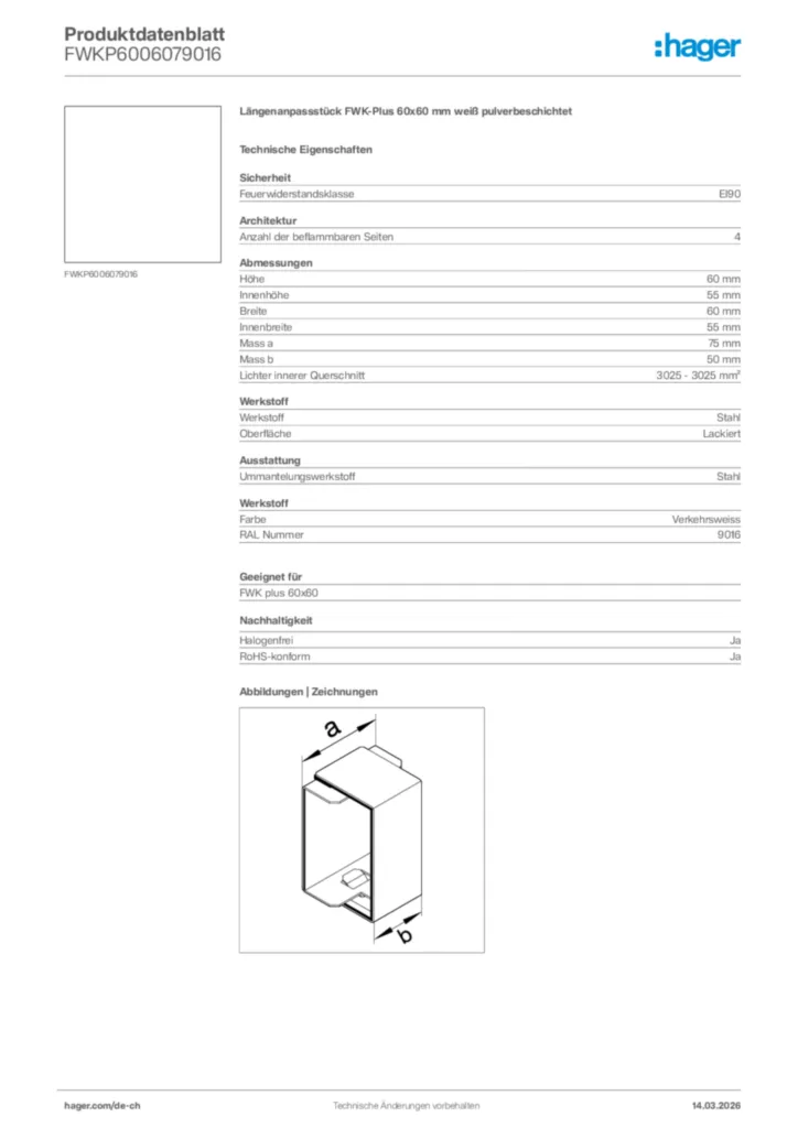 Bild Hager Produktdatenblatt FWKP6006079016 | Hager Schweiz