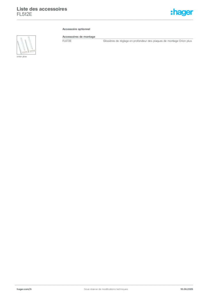 Image Hager Fiche technique du produit FL512E | Hager France