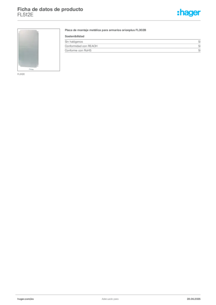 Imagen Hager Ficha de datos de producto FL512E | Hager España
