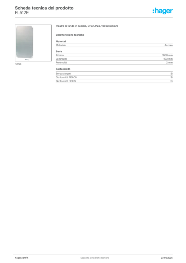 Immagine Hager Scheda tecnica del prodotto FL512E | Hager Italia