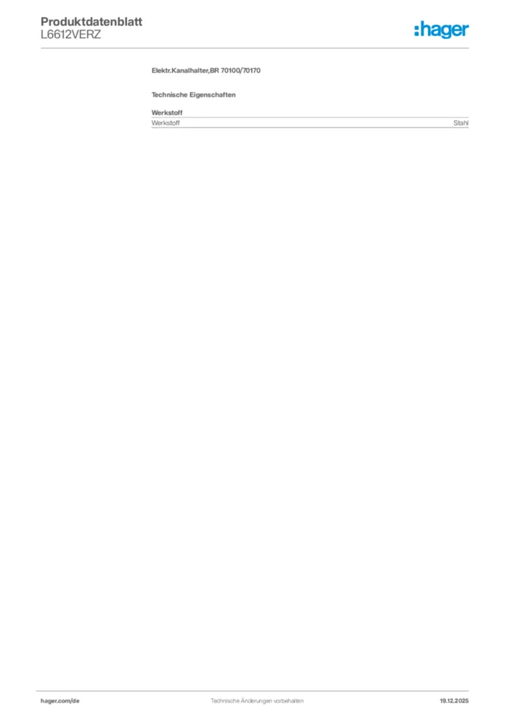 Bild Hager Produktdatenblatt L6612VERZ | Hager Deutschland