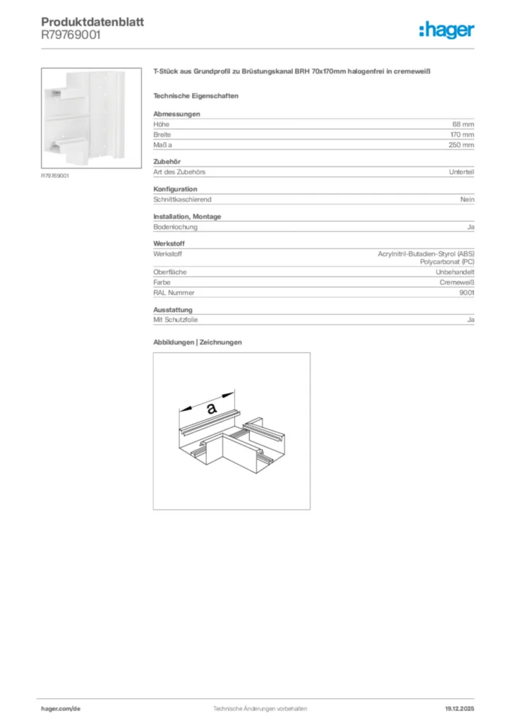 Bild Hager Produktdatenblatt R79769001 | Hager Deutschland