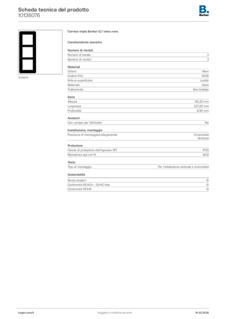 Immagine Berker Scheda tecnica del prodotto 10136076 | Hager Italia