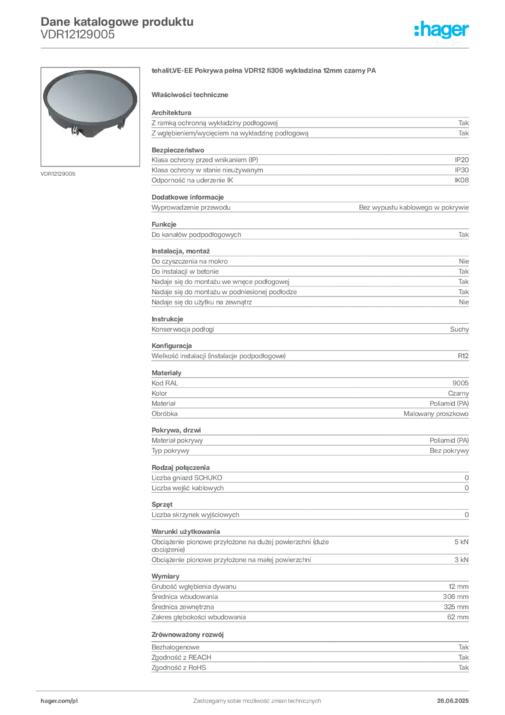 Zdjęcie Hager Karta katalogowa VDR12129005 | Hager Polska