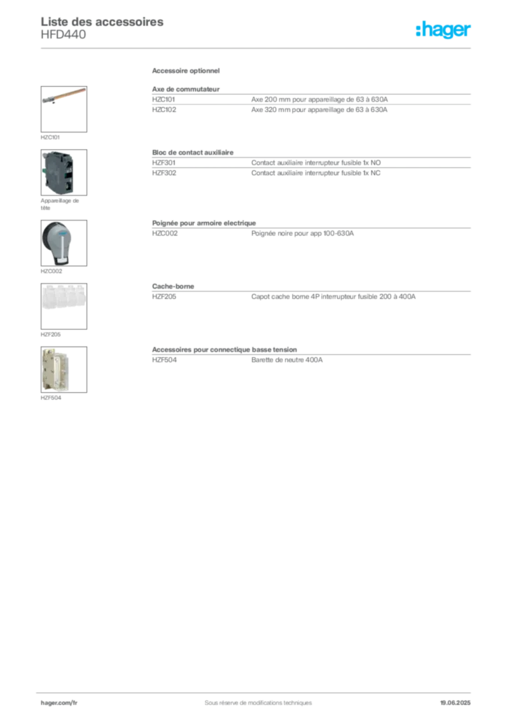 Image Hager Fiche technique du produit HFD440 | Hager France
