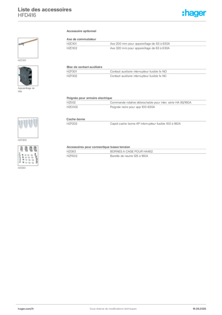 Image Hager Fiche technique du produit HFD416 | Hager France