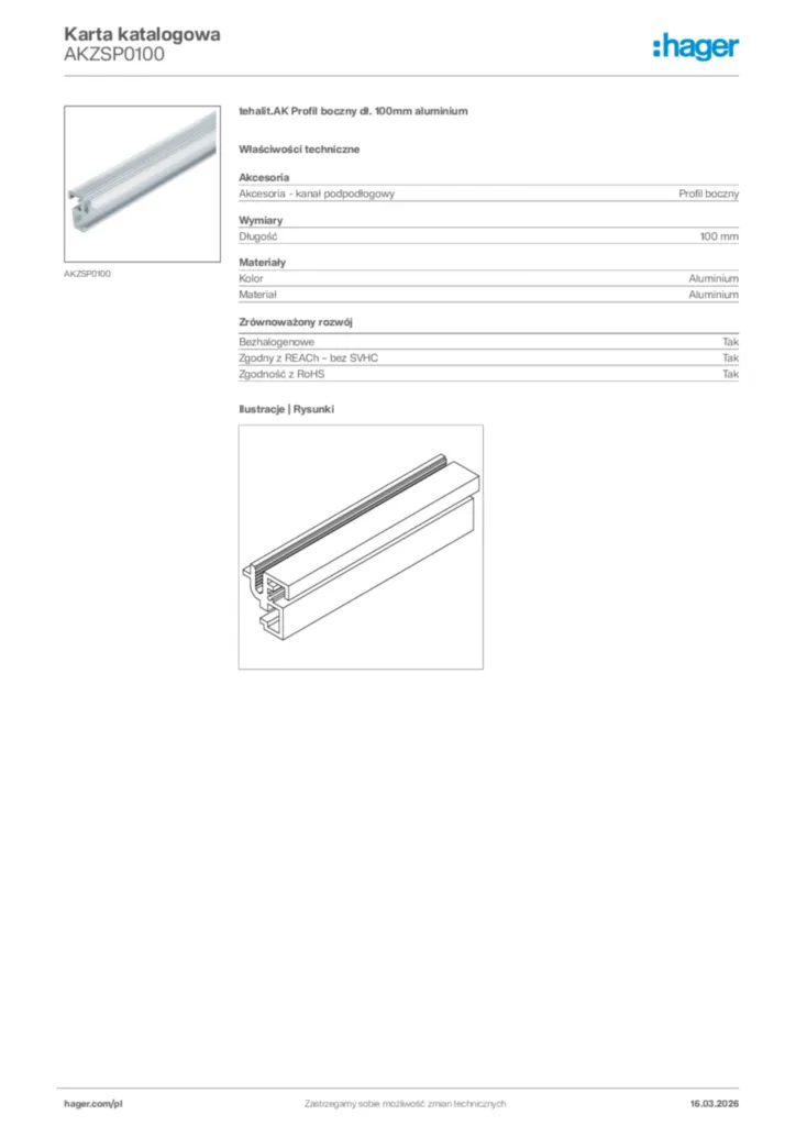 Zdjęcie Hager Karta katalogowa AKZSP0100 | Hager Polska
