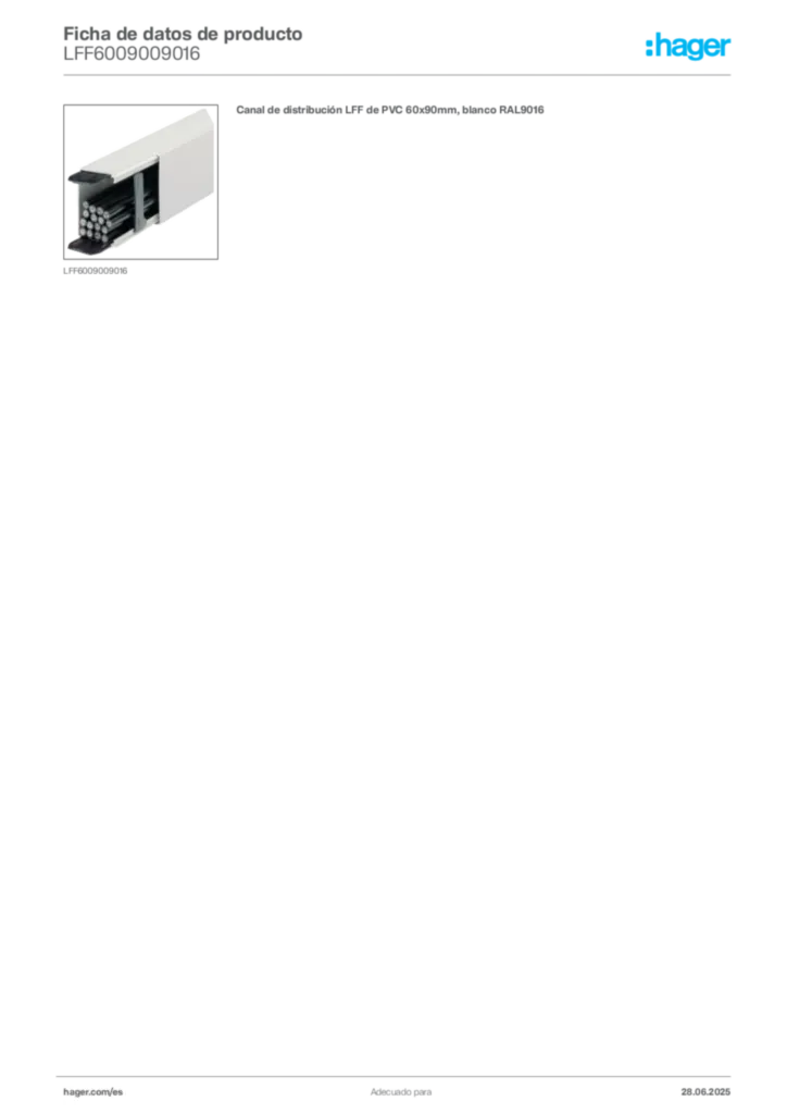 Imagen Hager Ficha de datos de producto LFF6009009016 | Hager España