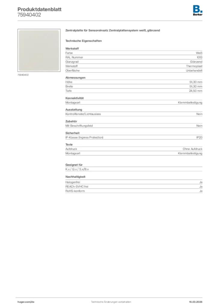 Bild Berker Produktdatenblatt 75940402 | Hager Deutschland