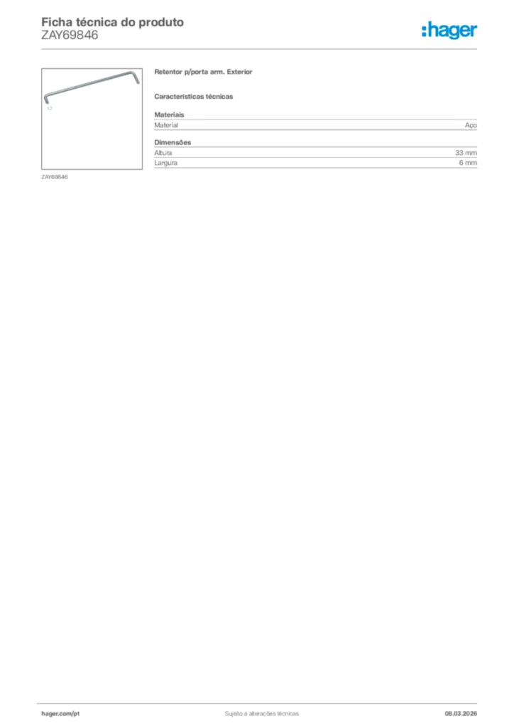 Imagem Hager Ficha técnica do produto ZAY69846 | Hager Portugal