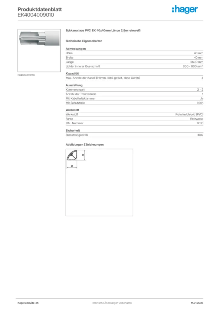 Bild Hager Produktdatenblatt EK4004009010 | Hager Schweiz
