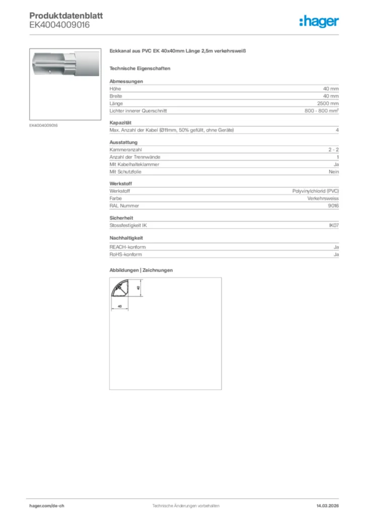 Bild Hager Produktdatenblatt EK4004009016 | Hager Schweiz