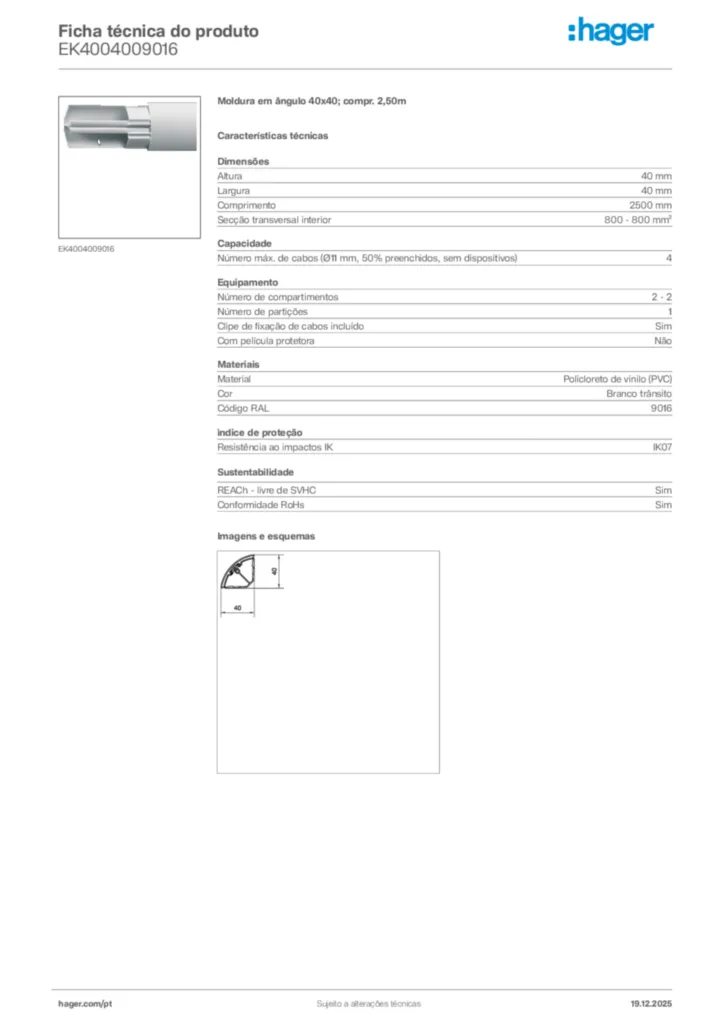 Imagem Hager Ficha técnica do produto EK4004009016 | Hager Portugal