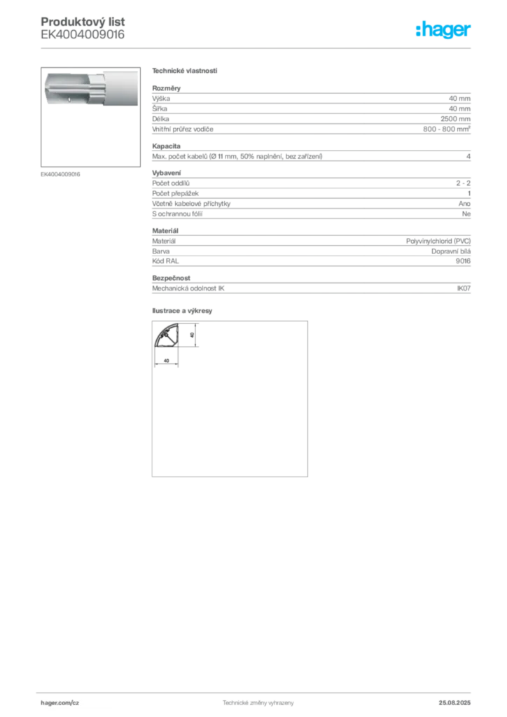Obrázek Hager Produktový list EK4004009016 | Hager