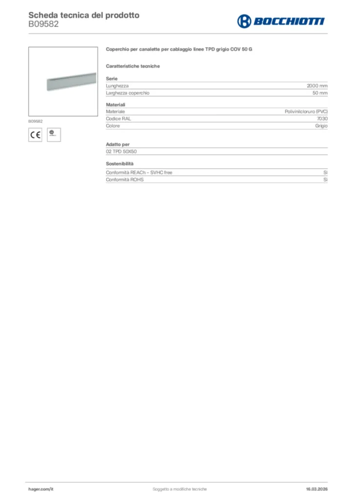 Immagine Bocchiotti Scheda tecnica del prodotto B09582 | Hager Italia