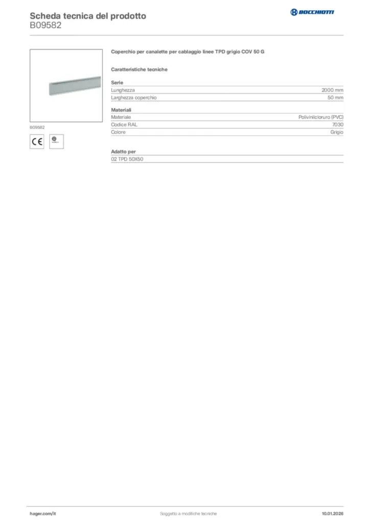 Immagine Bocchiotti Scheda tecnica del prodotto B09582 | Hager Italia