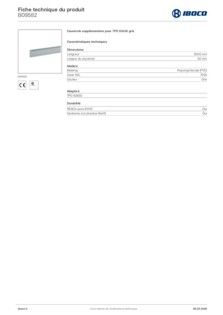 Image Iboco Fiche technique du produit B09582 | Hager France