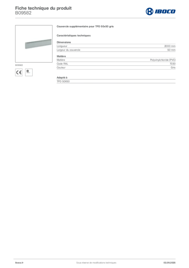 Image Iboco Fiche technique du produit B09582 | Hager France