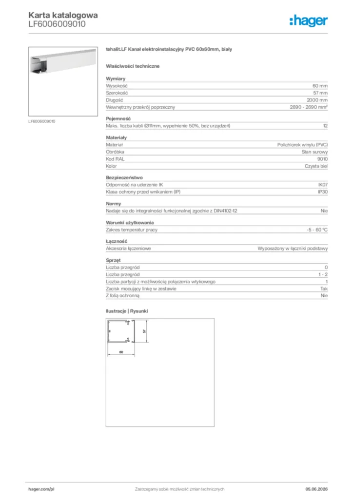 Zdjęcie Hager Karta katalogowa LF6006009010 | Hager Polska