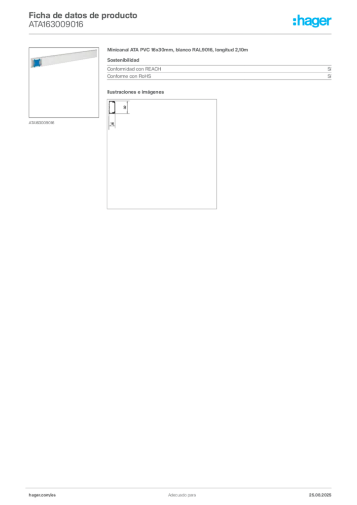 Imagen Hager Ficha de datos de producto ATA163009016 | Hager España