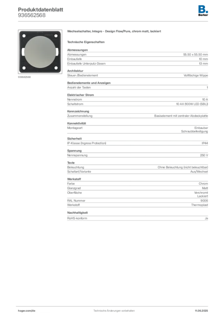 Berker Produktdatenblatt 936562568