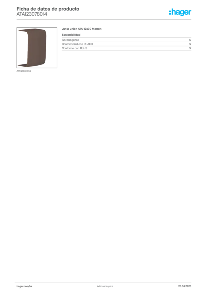 Imagen Hager Ficha de datos de producto ATA123078014 | Hager España