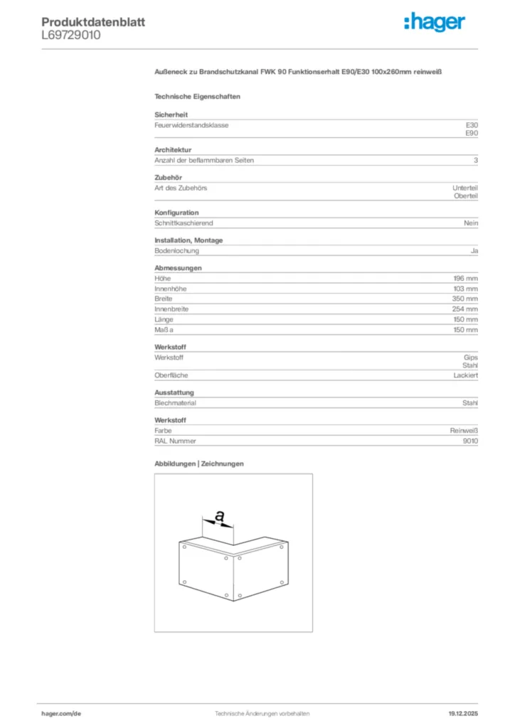 Bild Hager Produktdatenblatt L69729010 | Hager Deutschland