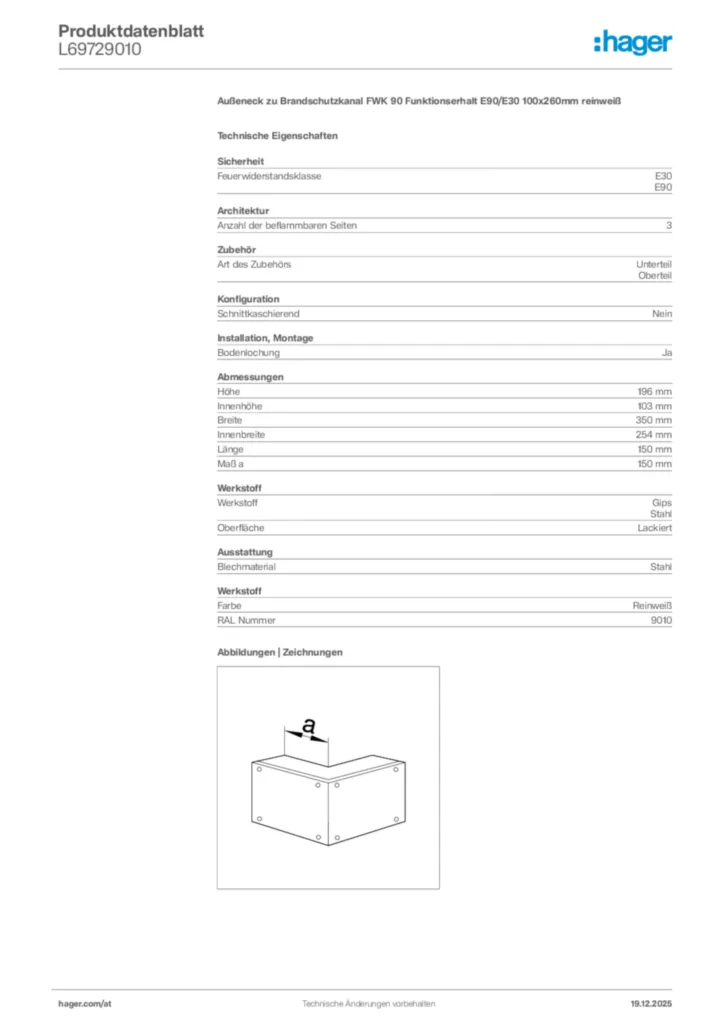 Bild Hager Produktdatenblatt L69729010 | Hager Deutschland
