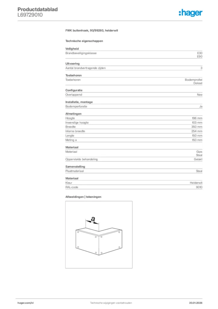 Afbeelding Hager Productdatablad L69729010 | Hager Nederland