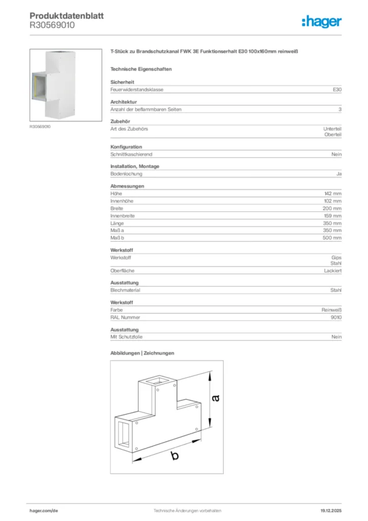 Bild Hager Produktdatenblatt R30569010 | Hager Deutschland