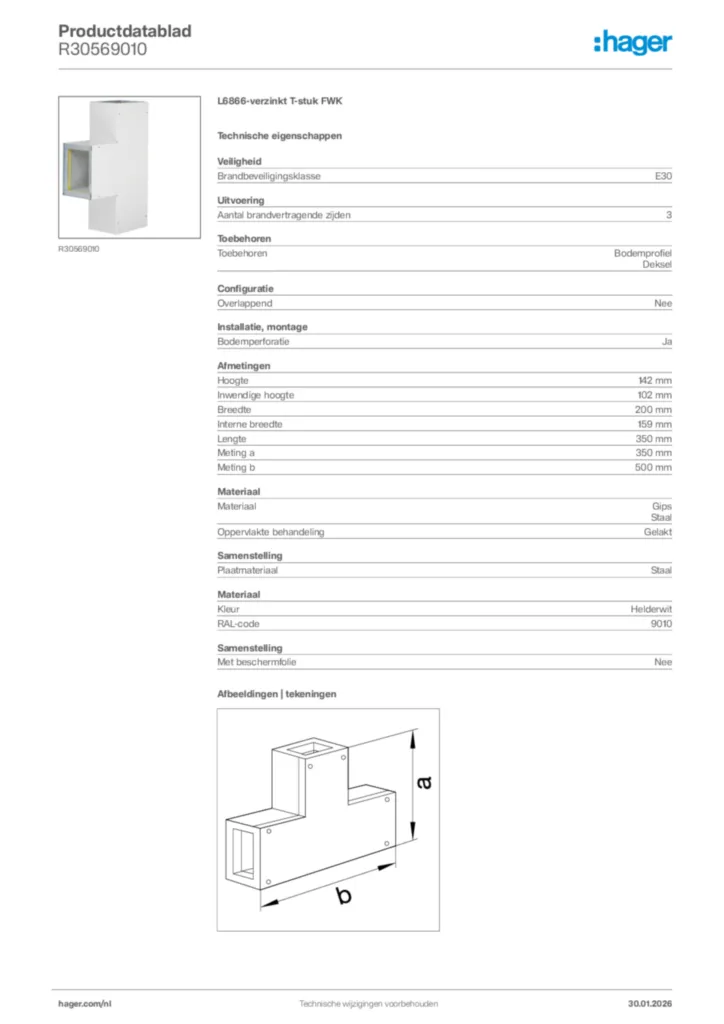 Afbeelding Hager Productdatablad R30569010 | Hager Nederland