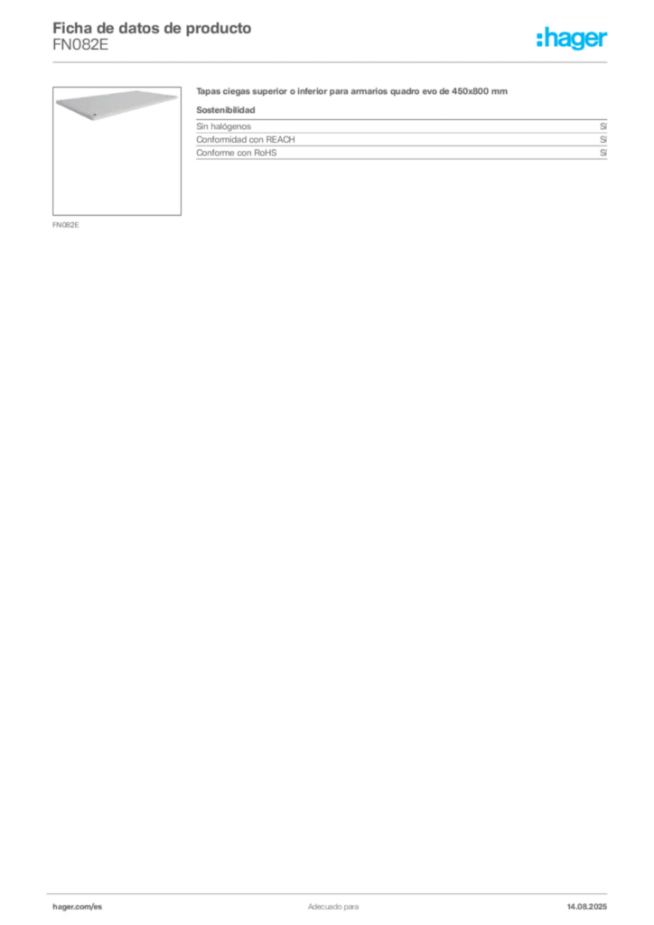 Imagen Hager Ficha de datos de producto FN082E | Hager España