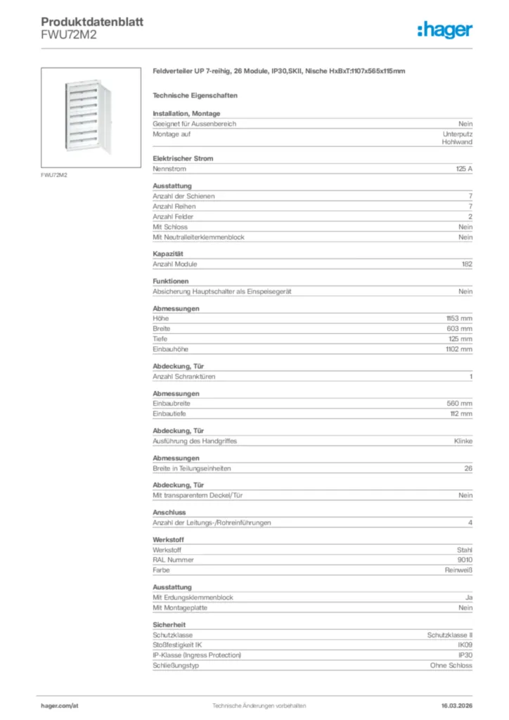 Bild Hager Produktdatenblatt FWU72M2 | Hager Deutschland