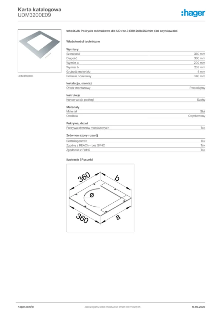 Zdjęcie Hager Karta katalogowa UDM3200E09 | Hager Polska