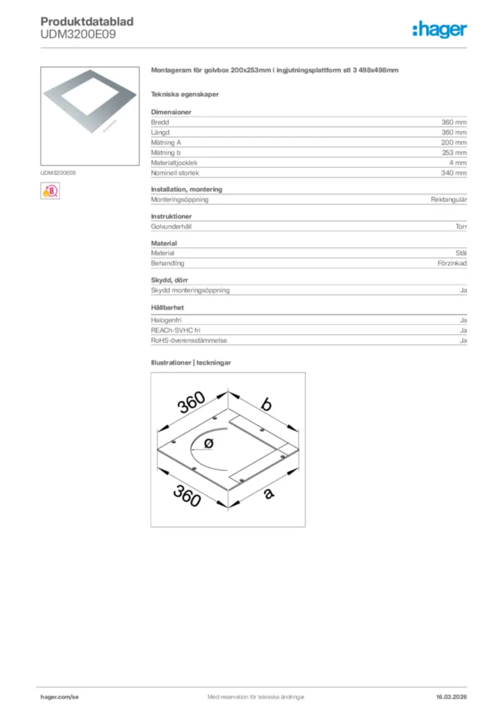 Bild Hager Produktdatablad UDM3200E09 | Hager Sverige