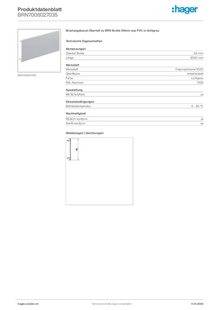 Bild Hager Produktdatenblatt BRN7008027035 | Hager Schweiz