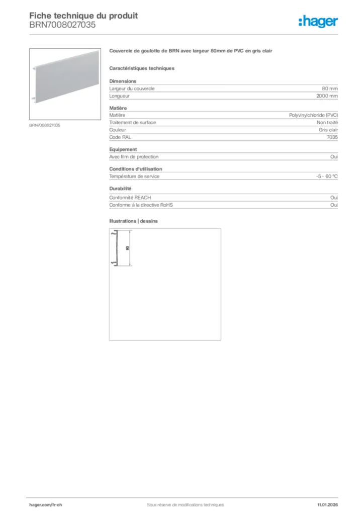 Image Hager Fiche technique du produit BRN7008027035 | Hager Suisse