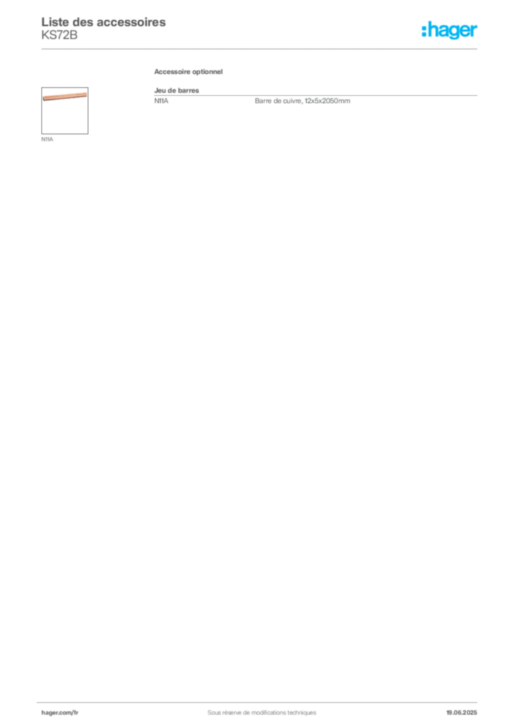 Image Hager Fiche technique du produit KS72B | Hager France
