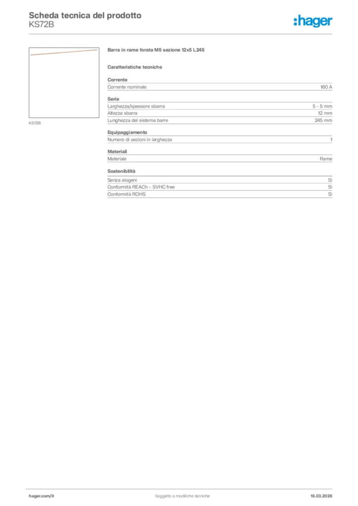 Immagine Hager Scheda tecnica del prodotto KS72B | Hager Italia