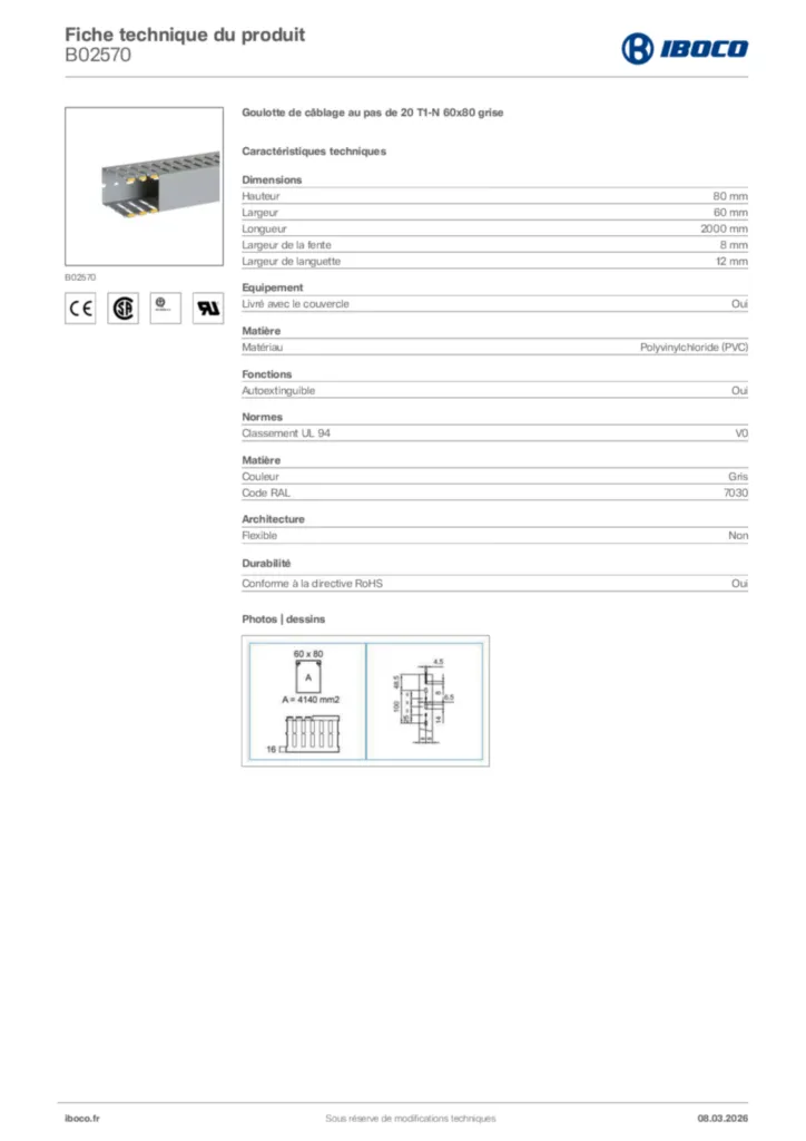 Image Iboco Fiche technique du produit B02570 | Hager France