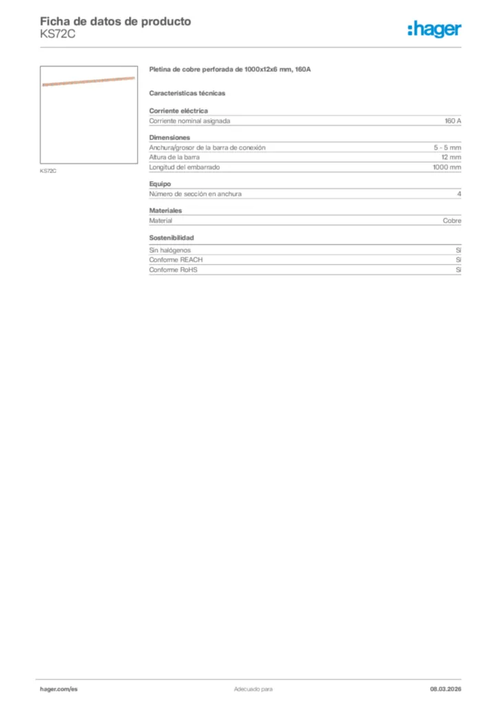 Imagen Hager Ficha de datos de producto KS72C | Hager España